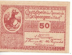 Austrian emergency money 50 heller 1920