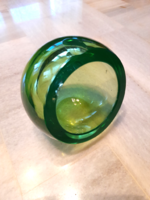 Antik vastag zöld üveg hamutartó, ritka különleges