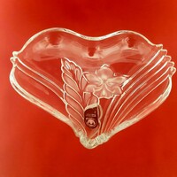 Német Walther Glas szív alakú üveg tál, kínáló