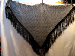 Black mesh lace glitter, fringed scarf, scarf