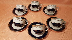 ZSOLNAY Pompadour 6 darab kávéscsésze + 6 darab kistányér