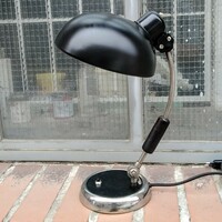 Bauhaus - Art deco asztali lámpa felújítva (nikkel - fekete)