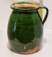 Folk dark green glazed ceramic silk (2240)