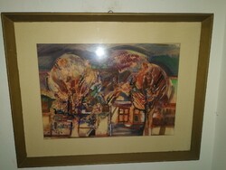 Tardi Kovács Sándor(1938- ) - Virágzó gyümölcsfák - Képcsarnokos festmény - 1 forintról.