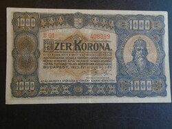 17 56   HUNGARY  1000 KORONA 1923 ( 1.7.1923)  P75a  (Pénzjegynyomda)