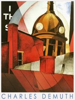 Charles Demuth (1883-1935) festmény reprodukció, építész művészeti plakát, városkép dóm kupola