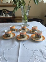 Zsolnay 6 személyes lüszter mázas Japán gésa mintás kávéskészlet .