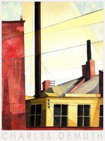 Charles Demuth (1883-1935) painting reproduction, art poster, cityscape buildings chimney roof