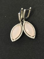 Beautiful! Silver 925 new earrings! With zirconia and pink polished stone!
