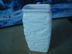 Régi retró fehér kerámia kézműves váza