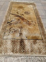 Hand-knotted Chinese figural bird silk rug. Negotiable!