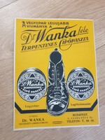 Dr. Wanka's shoe polish cardboard poster
