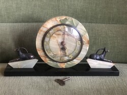 Art deco ket antelope marble spoon clock