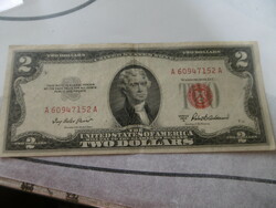 USA bankjegy 2 Dollár piros pecsét R T 1-2