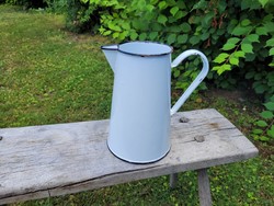 Old vintage 2 liter enamel jug with spout enameled water jug jug wash jug water jug