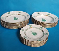 3x6 Herendi tányér zöld Apponyi minta
