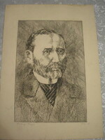 Portrait of Frederick Korányi tus 41 x 28-cm in the passport of Váci or waiting with the pencil signature