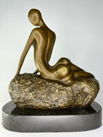 Pihenő " Mavchi" jelzésel- Art-Deco bronz szobor- XX. sz. 24 cm