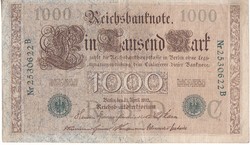 Német birodalom 1000 márka kék sorszám 1910 G