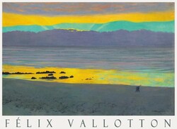 Felix confessed yellow and green sunset 1911 painting art poster, sea lake shore landscape