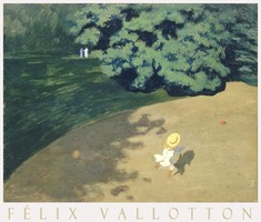 Félix confesses the art poster of the ball 1899 painting, little girl playing with a yellow straw hat on the field