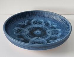 Applied, paneled ceramic wall bowl / decorative bowl - matt, watercolor effect glaze