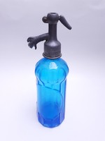 Old blue soda bottle with tin head from Kiskunhalas