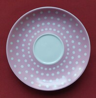 Német rózsaszín fehér pöttyös porcelán csészealj kistányér tányér