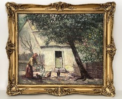 Tihanyi János Lajos (1892-1957) EREDETI 62x72 cm olajfestménye