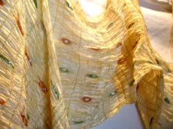 Cream-colored sintered gauze stole and scarf interwoven with shiny thread