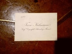 The business card of Countess Tisza Kálmánné Count Degenfeld-Schomburg is for sale, with her own lines on the back.
