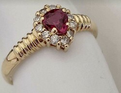 Kb 1,2 Ct gyönyörű arany -gyémánt és valódi Rubin gyűrű !