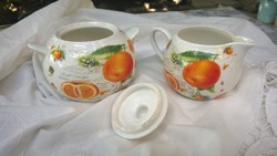 From the Leonardo collection-English milk spout-bowl holder orange mot.-For tea and coffee