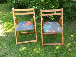 Régi retro összecsukható kárpitozott fa kerti szék kemping szék