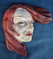 Old art deco dr.Rank female head with ceramic wall decoration relief