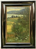 Ferenc Krutsay (1868 - 1924) Danube Bend Dömös Landscape c. Painting 84x60cm with original guarantee!