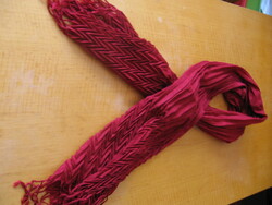Burgundy pleated elegant fabric scarf