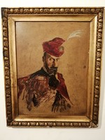 Márk Lajos szignójával, előkelő úr portréja, antik olajfestmény, 1 forintról.