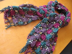 Colorful crumpled berry gauze scarf