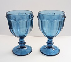 Kék talpas üveg kehely pohár 15cm
