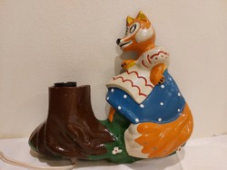 Retró Orosz fém-Róka figurás falilámpa
