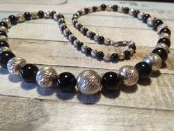 Silver necklace with onyx 45.8g!