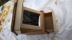 Fiókos piperetükör, asztali tükör  banánlevél, egyéb anyag-