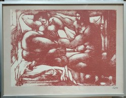 Hollóházi Tot: Lovers -1. - signed silkscreen print from 1984