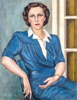 Pirchala Imre- Kék ruhás hölgy portréja