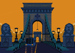 Budapest chain bridge - a3 - canvas