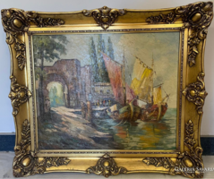 Ismeretlen festő: Mediterrán kikötő