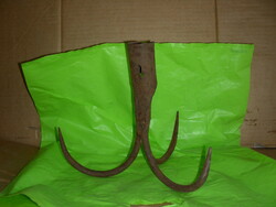 Antique wrought iron hook rake