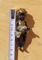 Antik miniatűr celluloid műanyag baba fekete afrikai játékbaba ritkaság