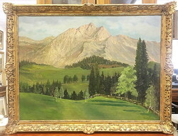 Árpád Basch (1873 -1944): landscape with a mountain.Oil canvas, 60 x 80 cm